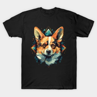 Geometric Corgi - Retro T-Shirt